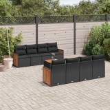 Gossi set mobilier de gradina cu perne, 9 piese, negru, poliratan
