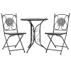 VidaXL Set bistro mozaic, 3 piese, gri, placă ceramică 279690