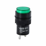 Indicator LED de panou din plastic, 16mm, 2 pini, verde, 12V DC, IP20, FL1P-16NJ-1-GREEN