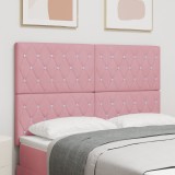 vidaXL Tăblie cu nasturi din cristal, tuftată, roz, 160 cm, din catifea