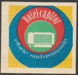 Romania anii 70 - Vigneta de bagaje Hotel CAPITOL din Eforie Sud, ONT Carpati, eticheta hoteliera, promovare turistica Litoral