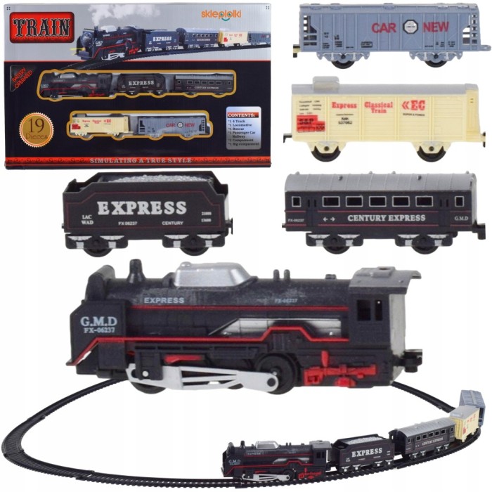 Set de trenulețe cu semne de circulație feroviară și accesorii alimentate cu baterii