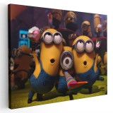 Tablou afis Minionii desene animate 2216 Tablou canvas pe panza CU RAMA 50x70 cm