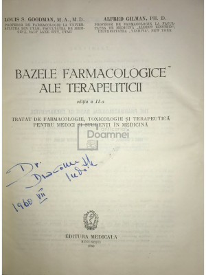 I. S. Goodman - Bazele farmacologice ale terapeuticii (ed. II) (editia 1960) foto