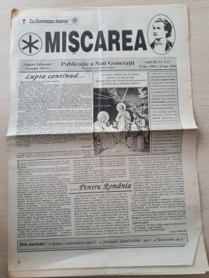 ziarul miscarea 25 decembrie 1993-15 ianuarie 1994-ziar legionar,ilie ilascu foto