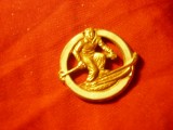 Insigna sportiva interbelica - Schior , fara ac , metal si email ,d=2cm