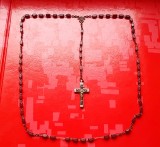 G910-Rozariu-Matanii-Metanie veche lemn cu cruce din alama argintie insertie lemn anii 1900, maxim interbelica din stare buna. Lungime inchisa 50 cm.