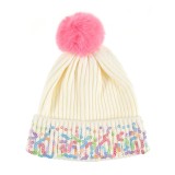 Caciula tricotata pentru copii cu paiete