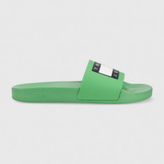 Tommy Jeans papuci POOL SLIDE ESS barbati, culoarea verde, EM0EM01191