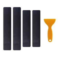 Set 4 benzi de protectie praguri auto, carbon, universal, racleta inclusa, 6.8 x 40 60cm, negru