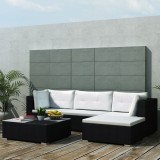 VidaXL Set mobilier de grădină cu perne, 5 piese, negru, poliratan