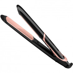 Placa de par BaByliss ST391E Super Smooth, placi Tourmaline-Ceramice, 6 setari temperatura, 235 grade, Ionizare, Negru/Roz