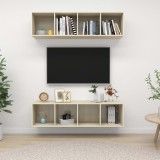 vidaXL Dulapuri TV montate perete 2 buc, stejar sonoma, lemn prelucrat