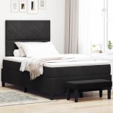 VidaXL Pat cu arcuri cu saltea cu headboard Negru 120 x 200 cm Catifea 3344572