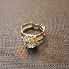 Inel Lumina Inimii , floare cu cristal alb, reglabil, placat cu aur 18K