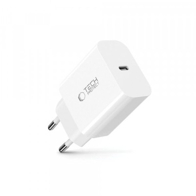 Incarcator Retea Tech-Protect NC20W, 20W, 3A, 1 x USB-C, Alb foto
