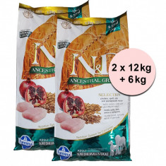 Farmina N&amp;D Selection Adult MEDIUM &amp; MAXI Chicken &amp; Pomegranate 2 x 12 kg + 6 kg GRATIS