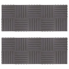 vidaXL Plăci pardoseală, 20 buc., gri, 30x30 cm, lemn masiv de acacia