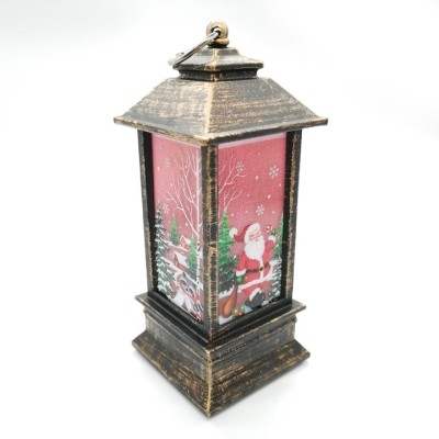 Set 6 felinar pentru Craciun, functionare cu baterii, cu lumina calda LED, dimensiuni 13 X 5 cm, maro foto