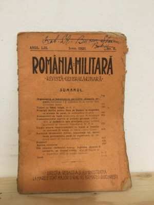 Romania Militara - Anul LIII Iunie 1921 Nr. 6 foto