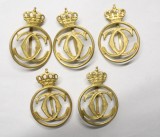LOT 5xINSEMN REGALIST. CIFRUL REGELUI CAROL II . METAL AURIU . COROANA DECUPATA.
