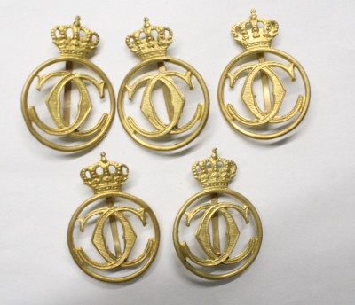 LOT 5xINSEMN REGALIST. CIFRUL REGELUI CAROL II . METAL AURIU . COROANA DECUPATA. foto