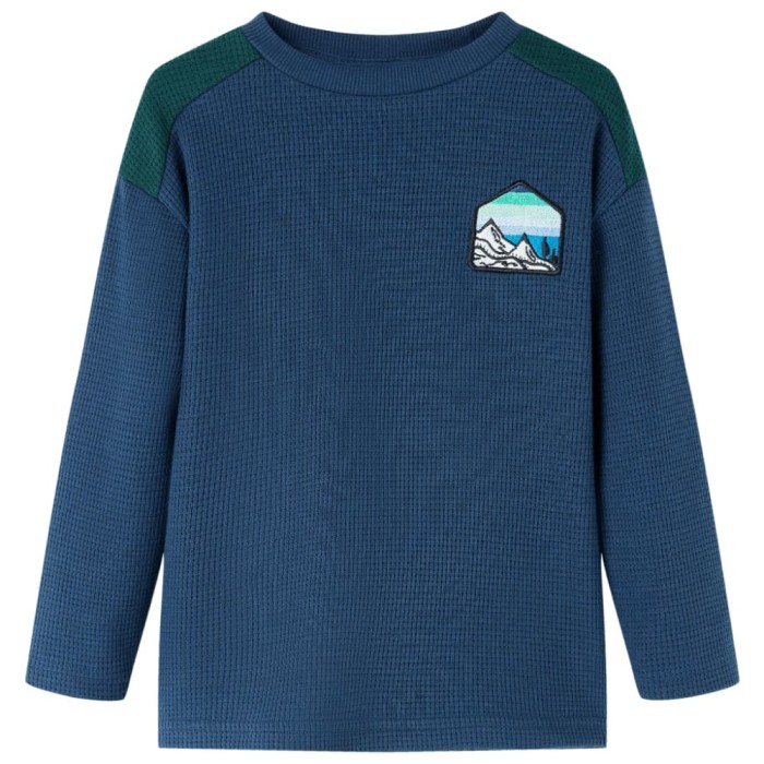 Bluzon pentru copii striat, bleumarin, 140