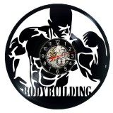 Ceas de Perete Decorativ Disc Vinil Bodybuilding Fitness Negru 30 cm Silent Mecanism