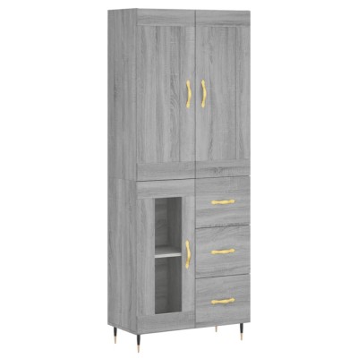 Dulap inalt, gri sonoma, 69,5x34x180 cm, lemn compozit foto
