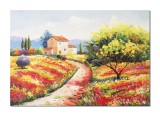 Cumpara ieftin Tablou peisaj cu maci pictat manual, Colt de rai, 100x70cm ulei pe panza in cutit efect 3D, Spectaculos