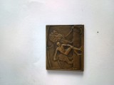 placheta bronz GRAVURA EXCEPTIONALA ATLETII SI LEUL .