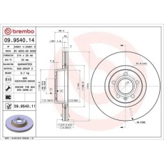 Set disc frana Audi A6 C6 (4f2) 04.04-08.11, A6 C6 Avant (4f5) 11.04-08.11, Fata, 314X25mm, ventilat, BREMBO