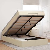 vidaXL Cadru de pat otoman cu saltea crem 120x200cm stofa 3311104