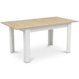 Masa extensibila pentru living si dining Artool, alb/stejar Sonoma, 120-160x80x75 cm