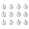 Set 12 Globuri Crăciun Albe, 5cm, Spumă cu Tinsel Holografic - Decor Brad Elegant
