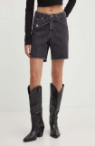 Karl Lagerfeld Jeans pantaloni scurti jeans femei, culoarea gri, neted, high waist, 245J1120