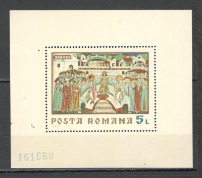 Romania.1970 Fresce din Manastiri-Bl. EROARE tiparita pe spate YR.467 foto