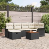 vidaXL Set de canapele pentru grădină cu pernă 7 pcs Negru Rattan poli 3360785