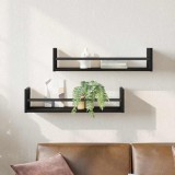VidaXL Raft de perete 2 pcs Stejar negru 60 x 16 x 14 cm Lemn compozit