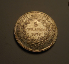 Franta 5 Franci 1876 A AUNC Piesa de Colectie foto