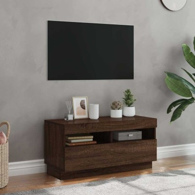 vidaXL Comodă TV cu lumini LED, stejar maro, 80x35x40 cm foto