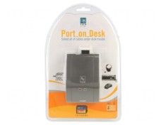 Hub USB și PS/2 negru cu 3 porturi USB și jack audio 3,5mm