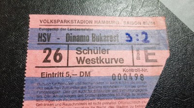 Bilet HSV Hamburg - Dinamo 2 11 1983 foto