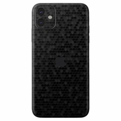 Folie autocolanta Skin, pentru Apple iPhone 15, HoneyComb Negru, protectie spate foto