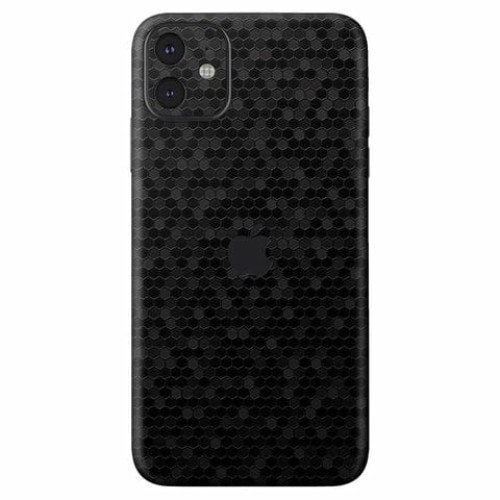 Folie autocolanta Skin, pentru Apple iPhone 15, HoneyComb Negru, protectie spate
