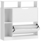 HOMCOM Dulap pentru pantofi, dulap de pantofi, 2 sertare rabatabile, compartimente deschise și raft reglabil, alb | Aosom Romania