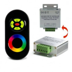 Controler banda led RGB + Telecomanda RF cu touch 5 butoane pentru banda LED RGB, 12 24V 18A