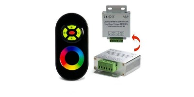 Controler banda led RGB + Telecomanda RF cu touch 5 butoane pentru banda LED RGB, 12 24V 18A foto