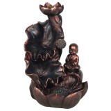 Suport Conuri Backflow Buddha Bronz, Decor Feng Shui, Cascada Fum, Relaxare, Meditatie, Statueta Ornament, 17cm