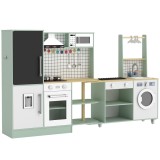 AIYAPLAY Bucătărie pentru Copii 3-8 Ani cu Blat Rotativ, Verde Deschis | Aosom Romania